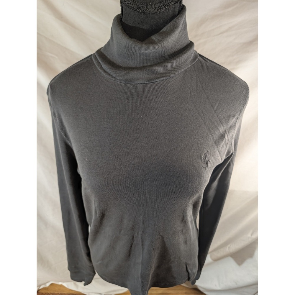 Vtge Ralph Lauren Sport Gray Size Large 100% Cotton Turtleneck Shirt